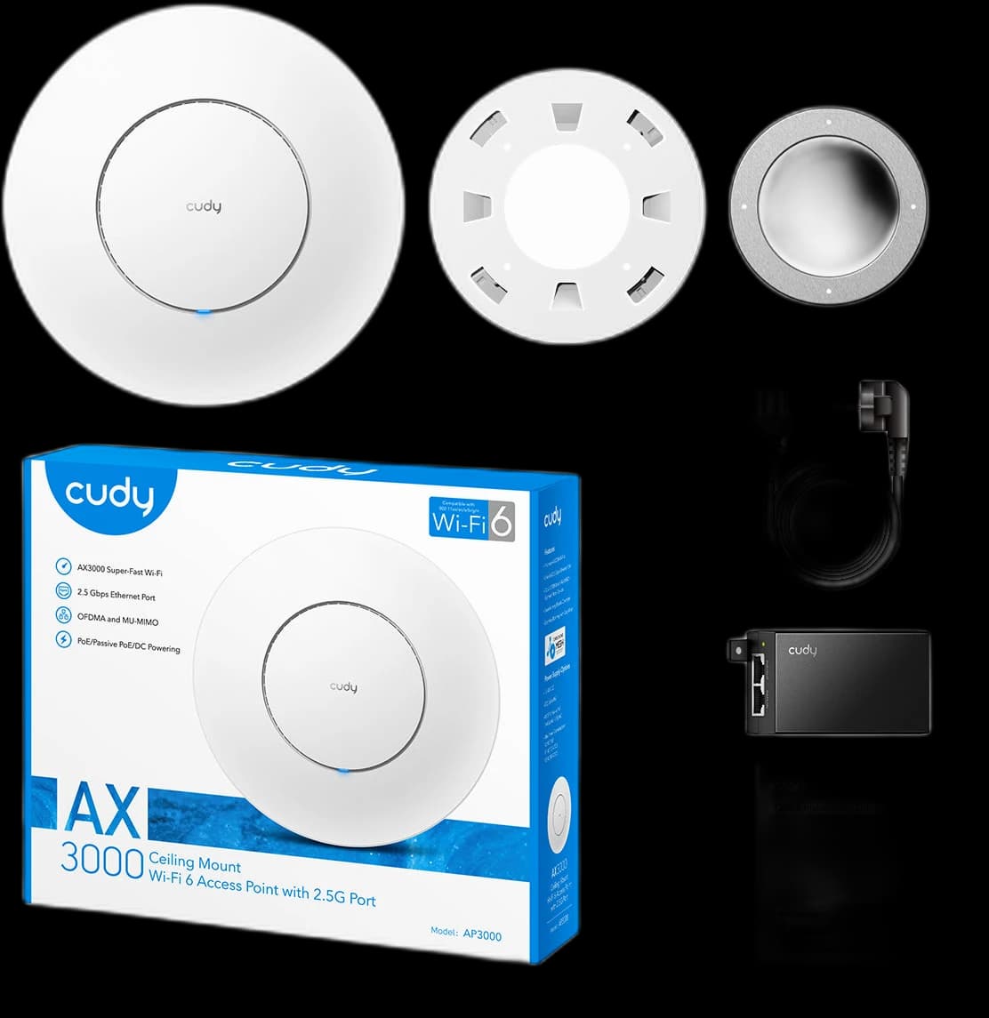 CUDY AP3000_P Wi-Fi 6 Access Point +PoE Adapter