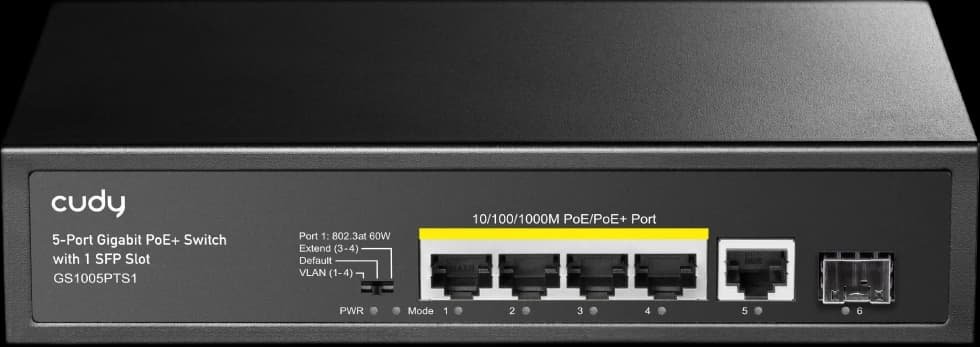 CUDY GS1005PTS1 5-Port Gigabit PoE+ Switch with 1 SFP Slot