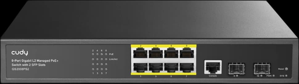 Cudy GS2008PS2 8-Port Gigabit Managed PoE+ Switch with 2 SFP