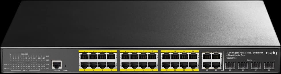 Cudy GS208PS4 24-Port Gigabit Managed PoE+ Switch with 4 Gigabit Combo Ports 300W