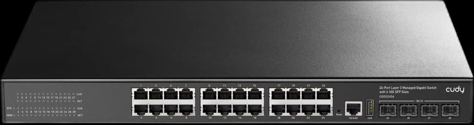CUDY GS5024S4 24-Port L3 Managed Gigabit Switch with 4 10G SFP+
