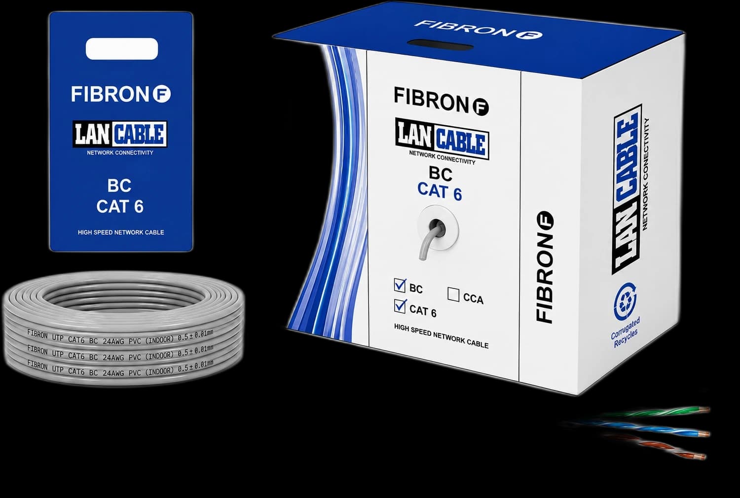 FIBRON UTP CAT6 0.5mm 4x2 BC 305M Indoor